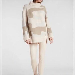 Express Oversized Beige Camo Cowl Neck Sweater